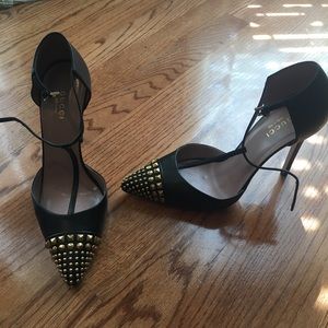 Gucci studded T-strap pumps